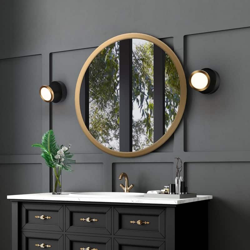 1-Light Modern LED Wall Sconces Mini Round Bathroom Vanity Lights - 4.7" L x 4" W x 4.7" H