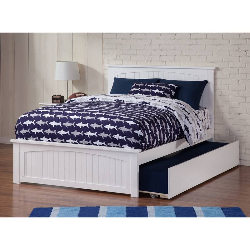 Nantucket Bed with Matching Footboard and Twin XL Trundle - White - Queen
