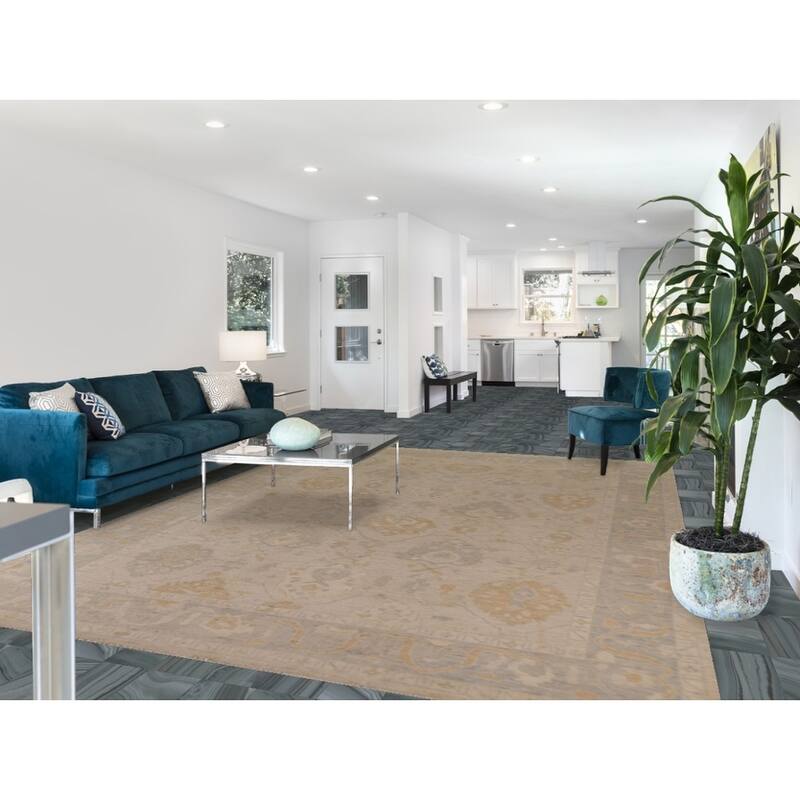 Floral Oushak Turkish Area Rug Hand-knotted Wool Carpet - 8'8"x 11'10"