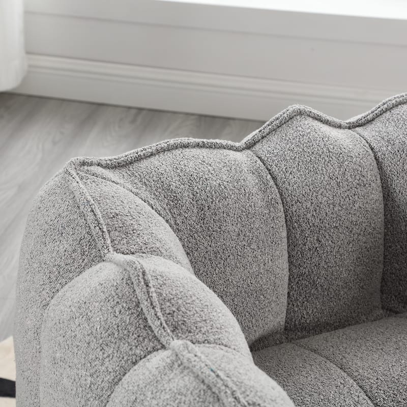 Grey Modern 42.5" Chenille Upholstered Buttons Tufted Accent Chair with Ottoman for Living Room