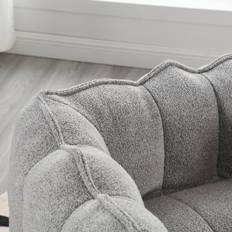Modern Chenille Bean Bag Chair with Ottoman, Set of 1