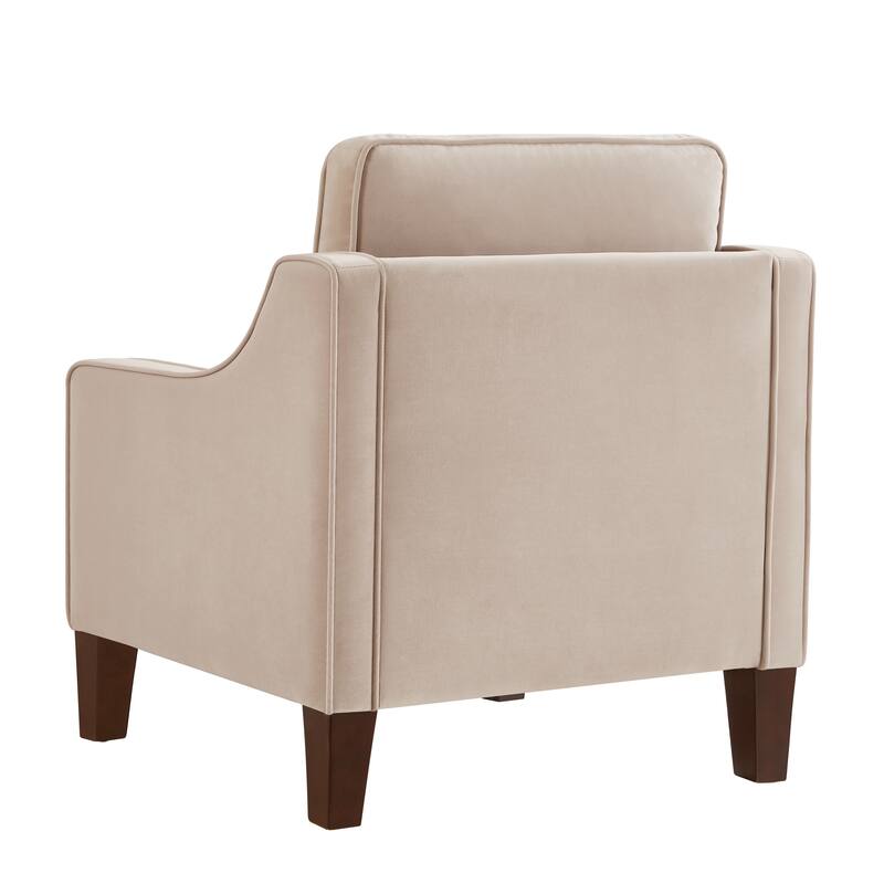 Square Armrests Upholstered Seating Makeup Chair, Taupe Elegant Velvet Lobby Chair Desk Chair Accent Chair Corner Chair