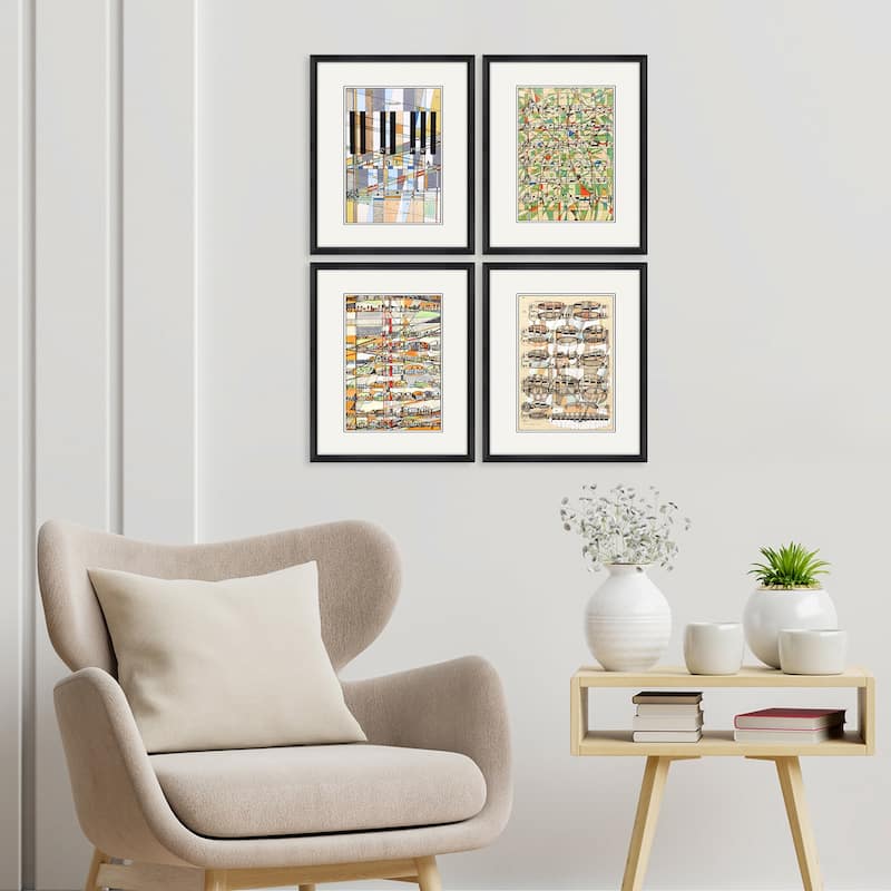 Geometry of Music S/4 Framed Art Under Glass - Multi-Color