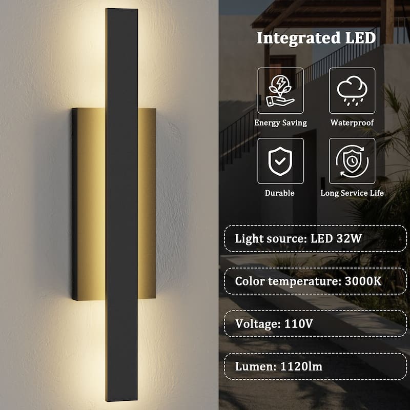 Black Aluminum Integrated LED Outdoor Wall Sconce