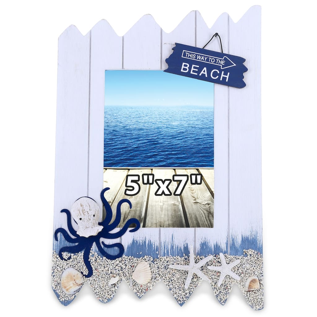 CoTa Global Ocean Blue Octopus Nautical Photo Frame for Tabletop - 12.5″Lx8.5″Wx0.5″H
