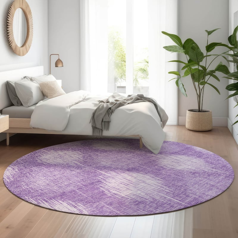 Premium Washable Super Soft Abstract Ombre Mayfield Rug - Plum - 8' x 8'