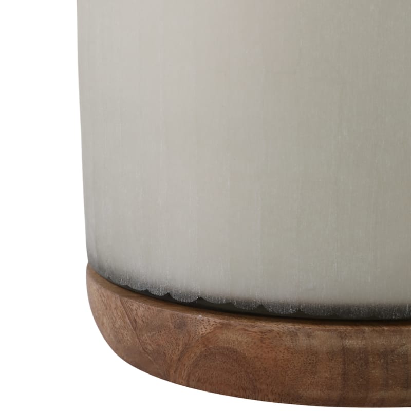 Glass and Wax Starry Sky Decorative Candle Wood Base - 8" White - 8" x 8" x 8"