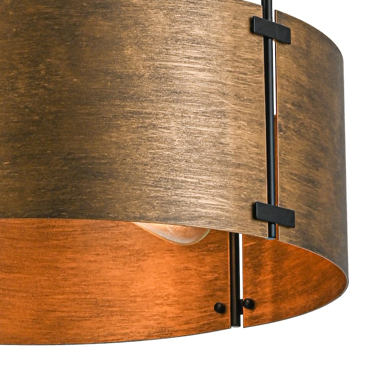4-Light Modern Industrial Drum Pendant Light with Bronze Finish - W22.05"