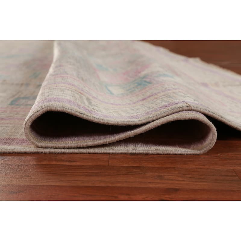 Hand Knotted Oriental 100% Wool Carpet Transitional Geometric Multi-Colored Oushak Area Rug - 9' 0'' X 8' 10''