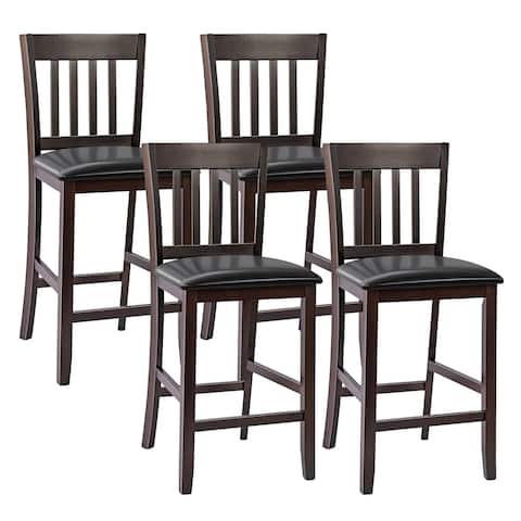 Costway Set of 4 Bar Stools Counter Height Chairs w/ PU Leather Seat - See Details