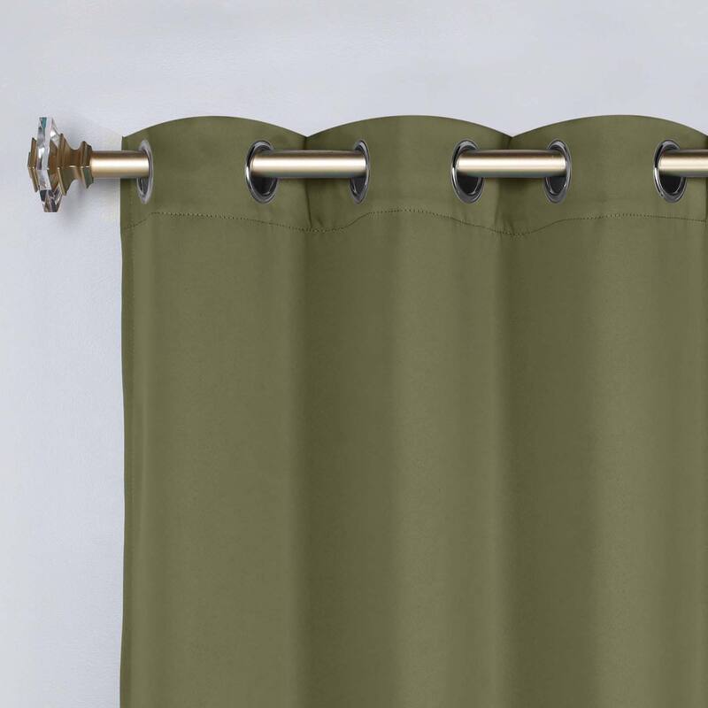 Superior Solid Machine Washable Room Darkening Grommet Curtains, Set of 2