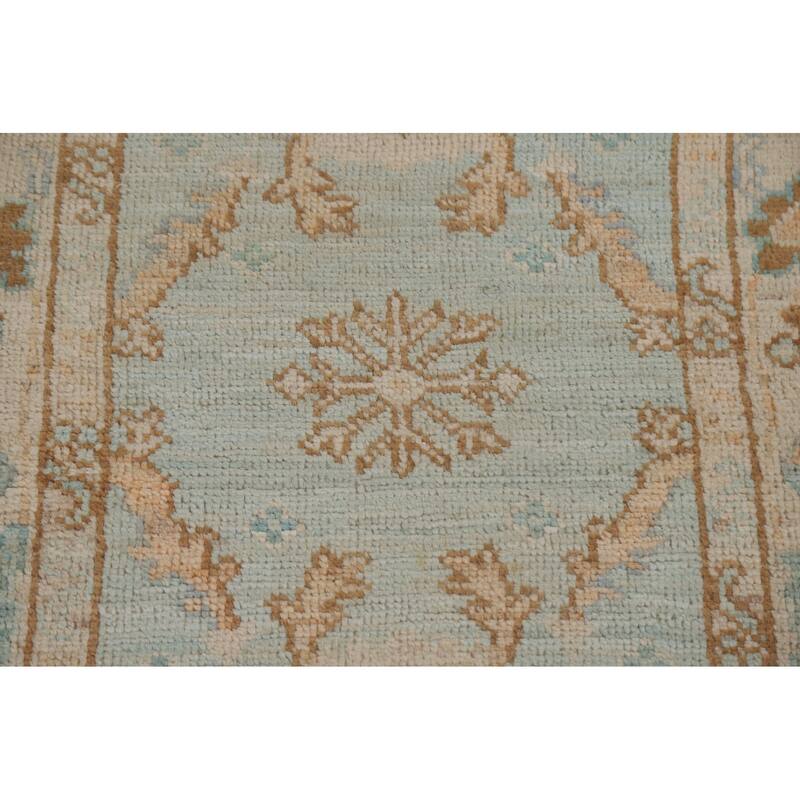 Hand Knotted Oriental 100% Wool Carpet Transitional Geometric Navy Blue & Blues Oushak Area Rug - 2' 11'' X 2' 1''