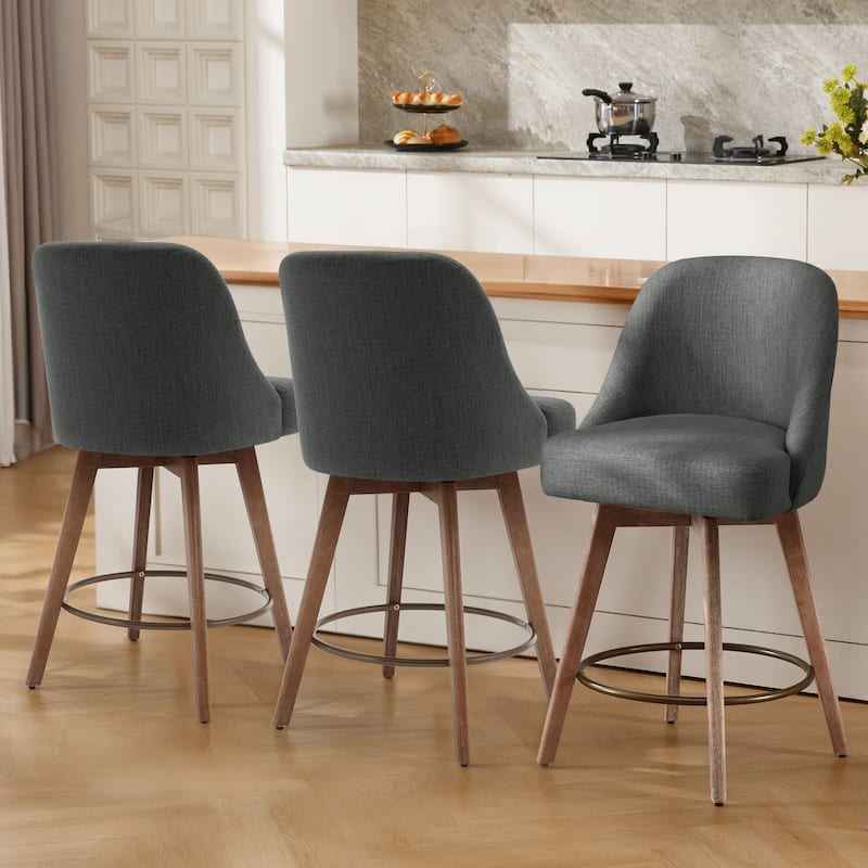 26" Counter Height Swivel Bar Stool, Upholstered Counter Stools - 39.37" (H) x 22.44" (D) x 21.65" (W)