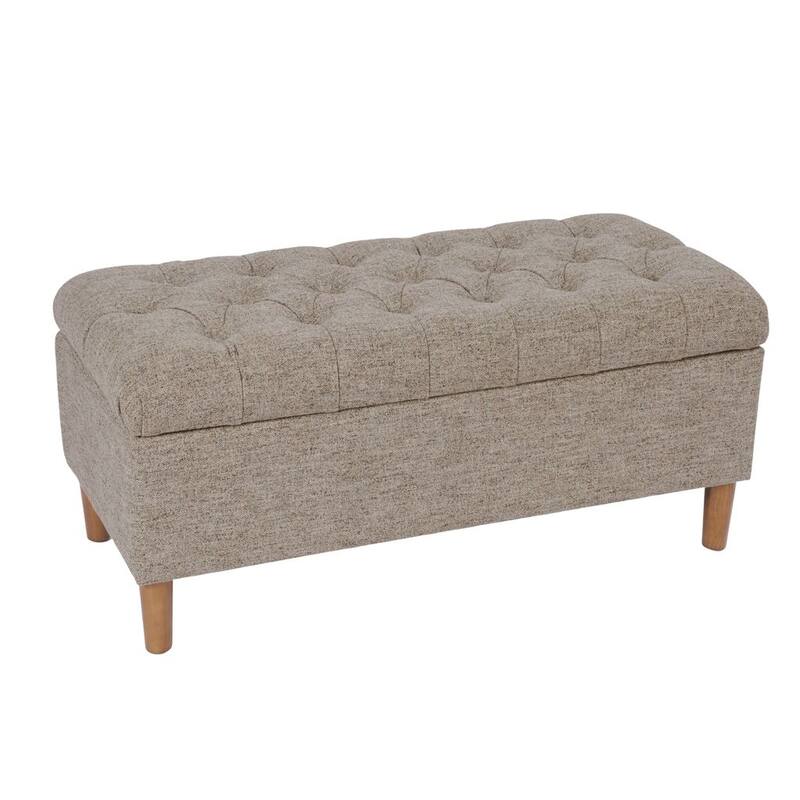 HomePop Button Tufted Top Storage Bench with Wood Legs