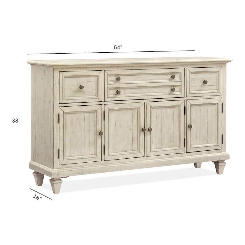 Magnussen Home Newport Alabaster Buffet - 64''W x 18''D x 38''H