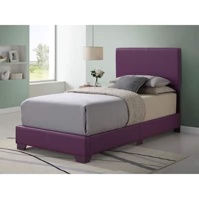 Faux Leather Upholstered Panel Twin Bed - 81" - Purple