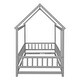 preview thumbnail 8 of 8, Grey Twin Size Wooden Floor Bed with House Roof & Guardrails