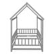 preview thumbnail 22 of 28, Twin Size Wooden Floor Bed with House Roof Frame, Fence Guardrails for Kids, Bedroom