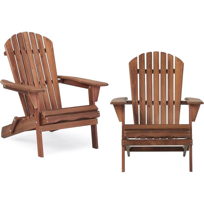Wood Outdoor Folding Adirondack Chairs (Set of 2)