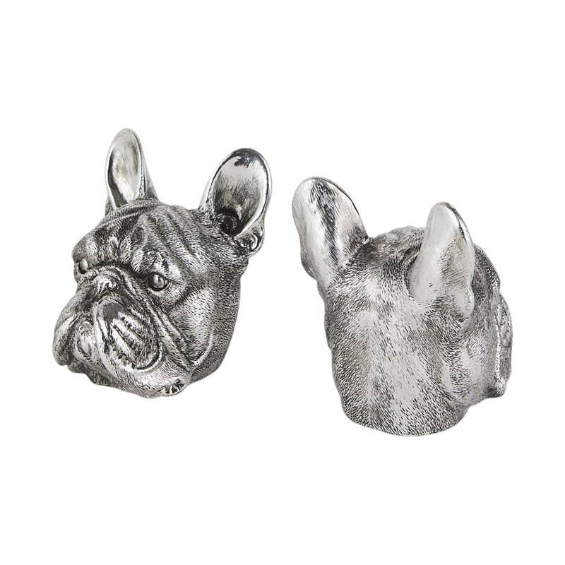 HomeRoots Set of Two 6" Silver Metal Dog Decorative Bookends - 5.5118" H x 4.7244" W x 4.8425" D