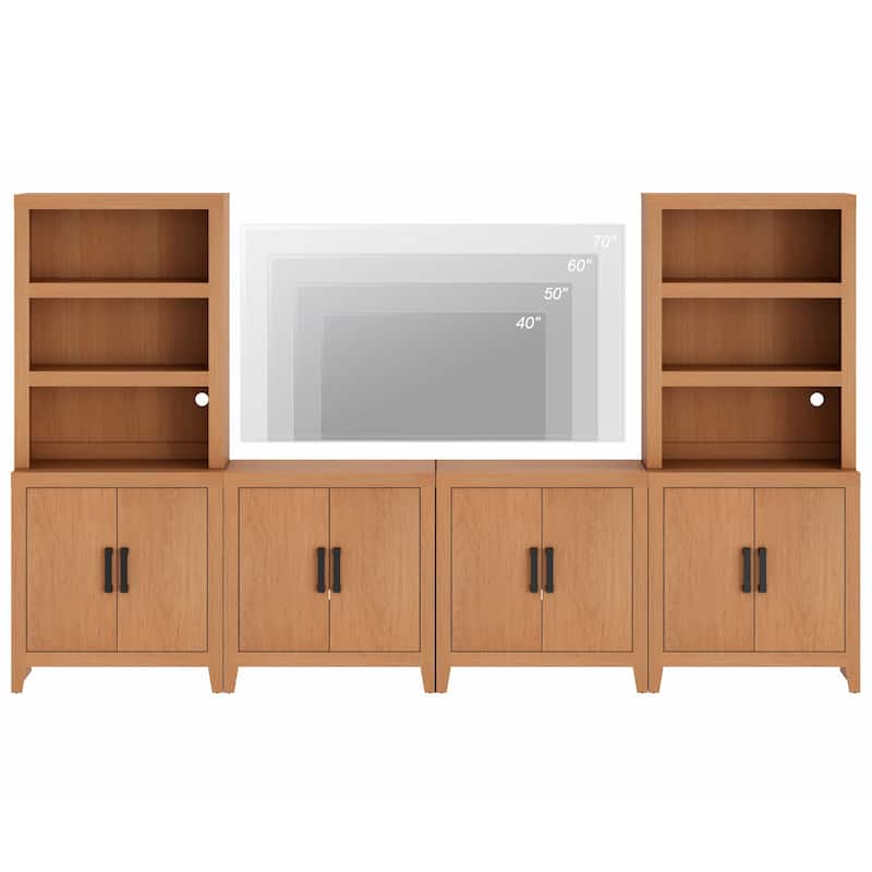 WAMPAT Entertainment Center with Bookshelves, Farmhouse TV Stand for Living Room, Bedroom - n/a