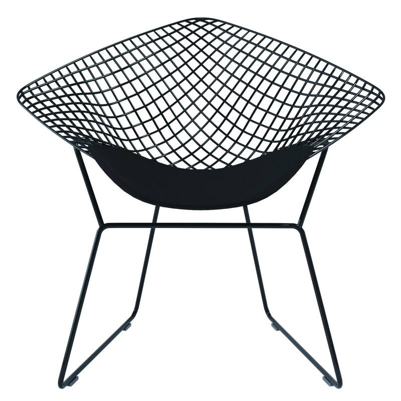 HomeRoots 32" Black Metal Lounge Chair with Pad - 32' X '31' X '25.5