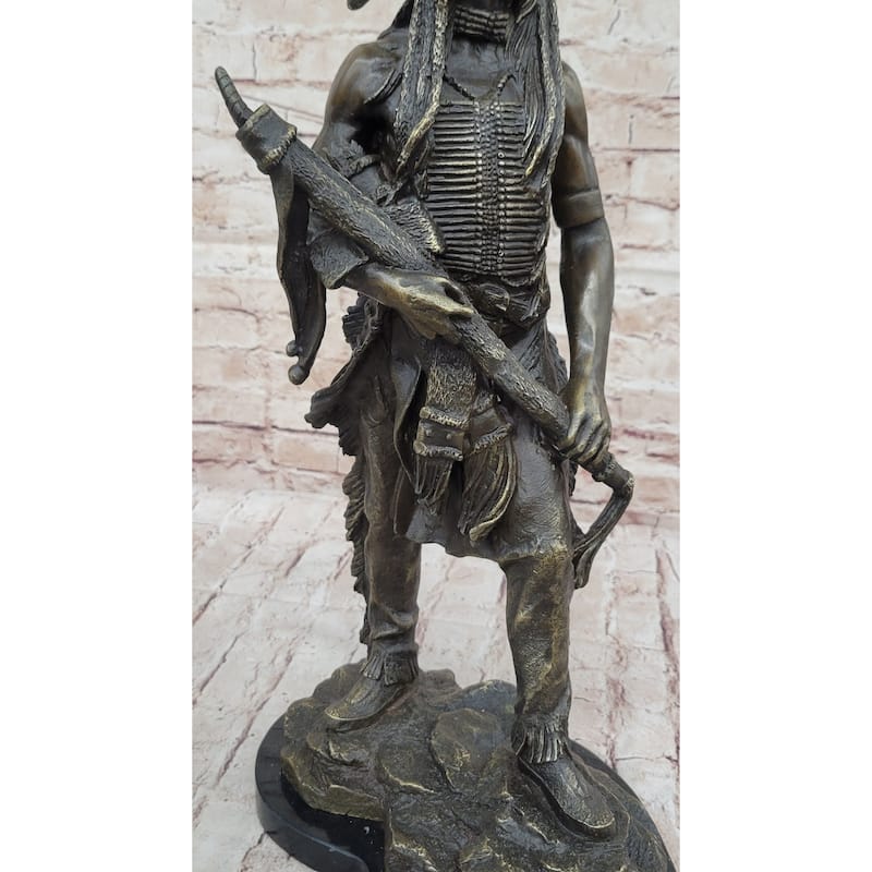 Native American Indian Warrior Bronze Metal Statue Sculpture Figure Original Art