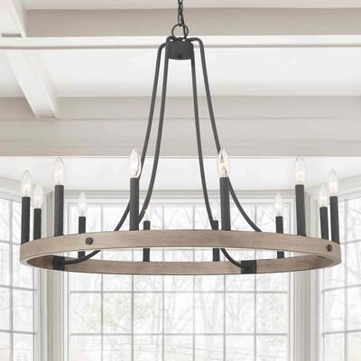 Acroma 12 Light 34In Wagon Wheel Chandelier-UL - N/A