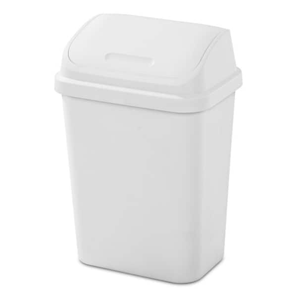 Sterilite 7.8 Gallon SwingTop Kitchen Wastebasket Trash Can, White (18