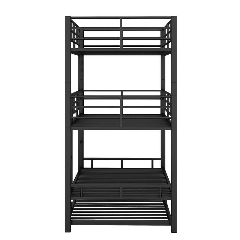 Metal Twin Size Triple Bunk Bed With Trundle