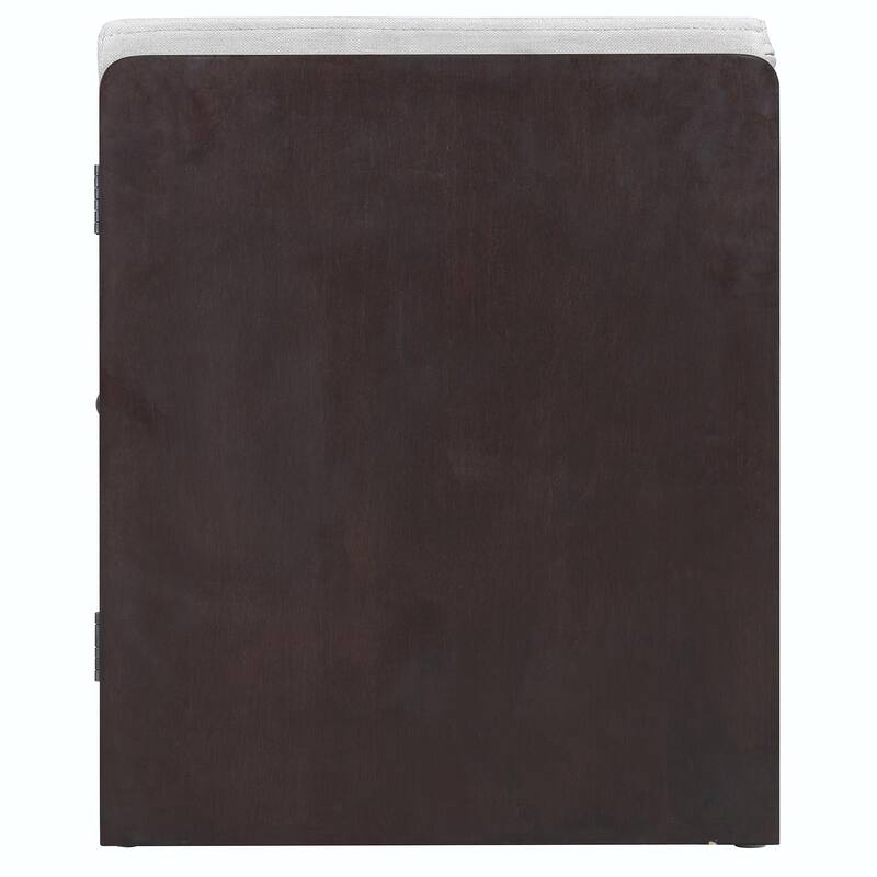 Rustic Storage Bench with Removable Cushion, Woven Rattan Doors & Adjustable Shelves