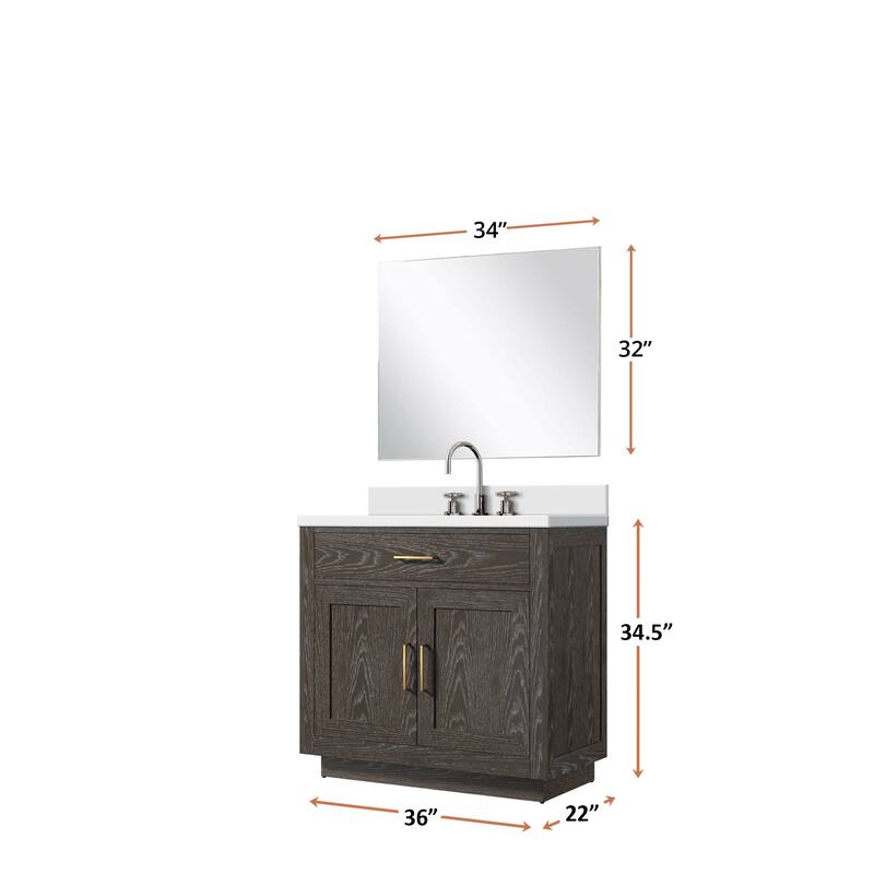 Abbey Bath Vanity with Quartz Top, Sink, Mirror and Faucet