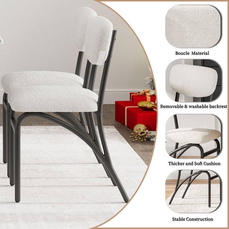 Modern Upholstered Kitchen Dining Room Chairs Set of 2,with Arched Metal Legs