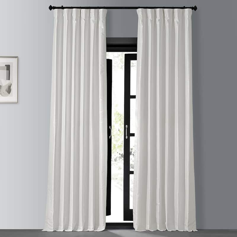 Exclusive Fabrics Blackout Textured Faux Dupioni Silk Curtain Panel - 50 X 108 - Off White