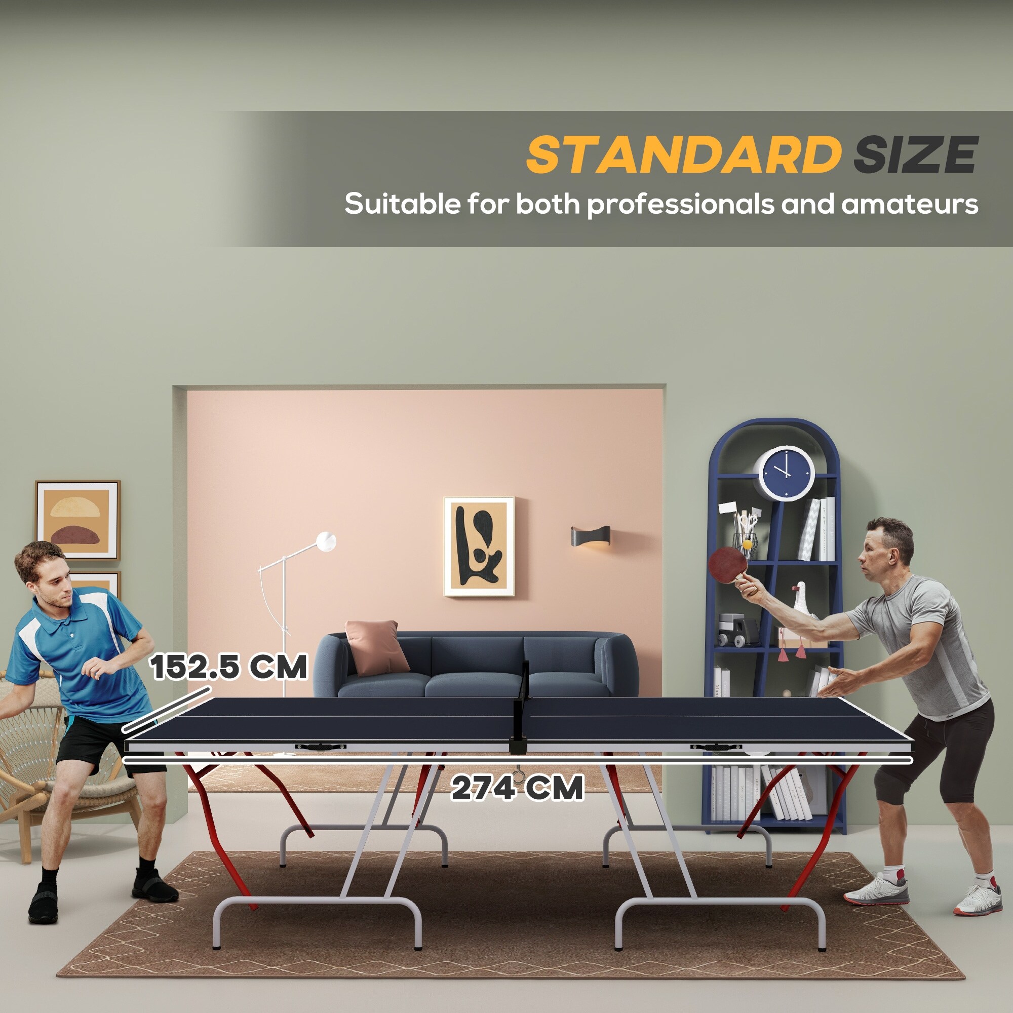 Soozier Full Size Ping Pong Table Folds into Quarters Portable Table Tennis Table with Net Paddles Balls MDF Charcoal Gray On Sale Bed Bath Beyond 40309195