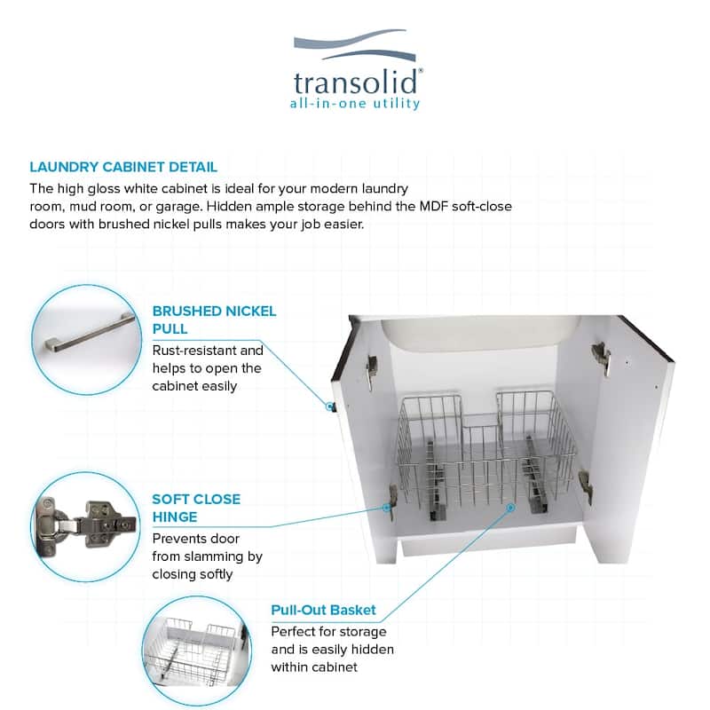 Transolid TRS_TCAB-2420 Contemporary Laundry Cabinet 23-5/8" Free