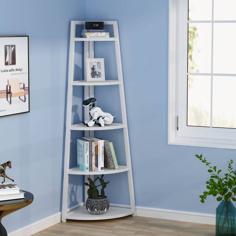 70" Tall Corner Bookcase Ladder Bookshelf, Display Shelf, Plant Stands