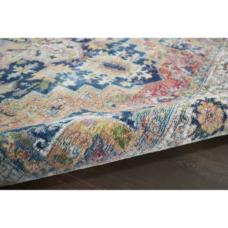 Power Loomed Distressed Floral Non Skid Area Rug - 90' X '63' X '0.5