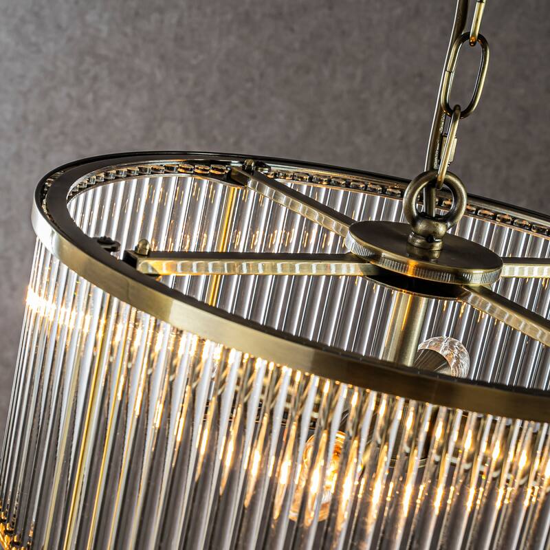 4/10-Light Modern Glam Glass Drum Chandelier Contemporary Hanging Light For Living Room Entryway Bedroom