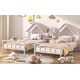 preview thumbnail 5 of 13, Metal Double Twin Size Platform Bed with House-shaped Headboard and Built-in Nightstand