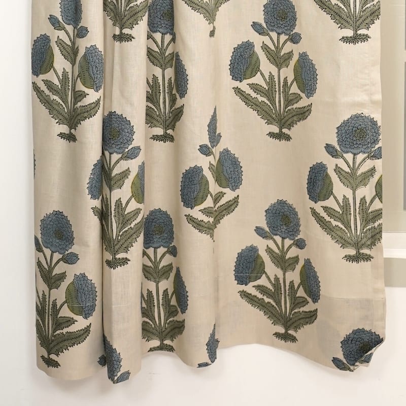 Fabdivine Handmade Block Print Floral Curtain Perfect for Room or Window Décor