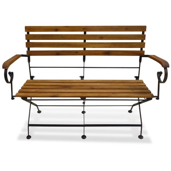 slide 2 of 5, Folding Patio Bench, 44.1" Solid Wood Acacia Garden Bench Armchair