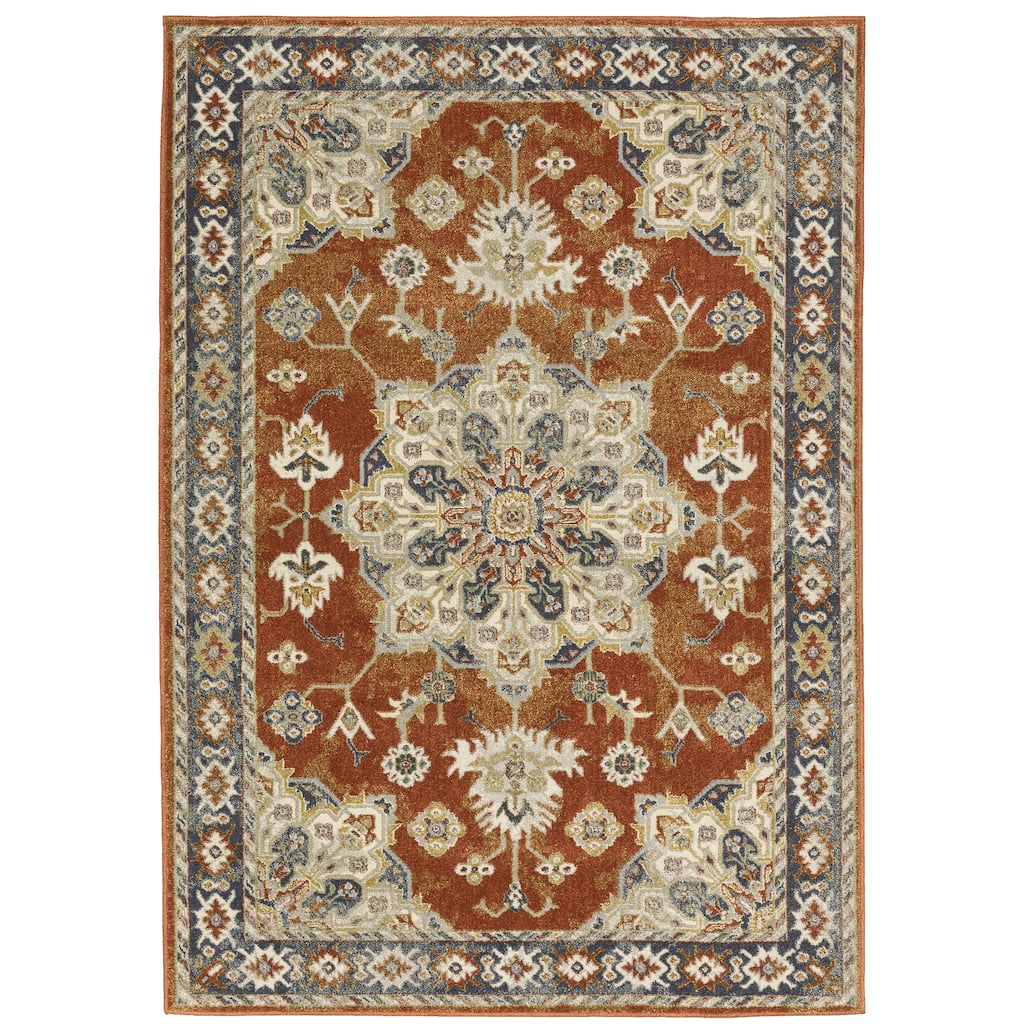 Boulder Rust Beige Oriental Medallion Traditional Area Rug