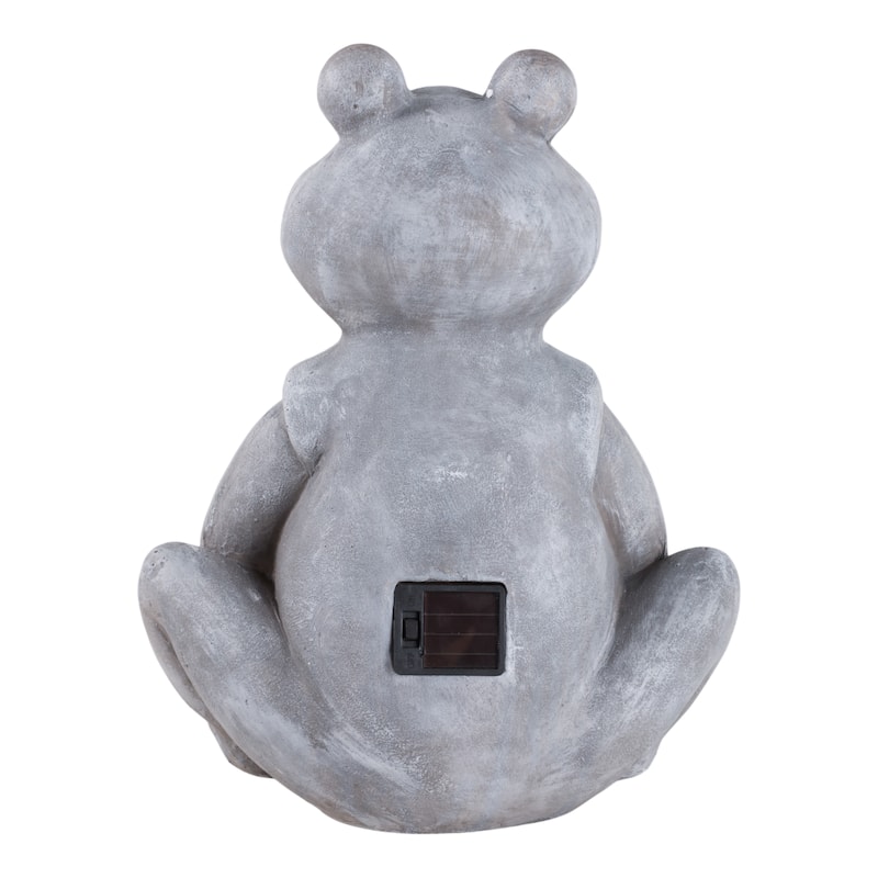 Magnesia Garden Statuary Floral Frog with Petals Finish - 13" Gray