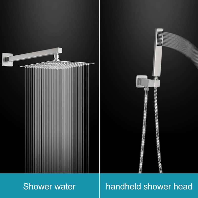 10 Inch Square Bathroom Shower Combo Set - 19.09"D x 14.96"H x 13.98"W