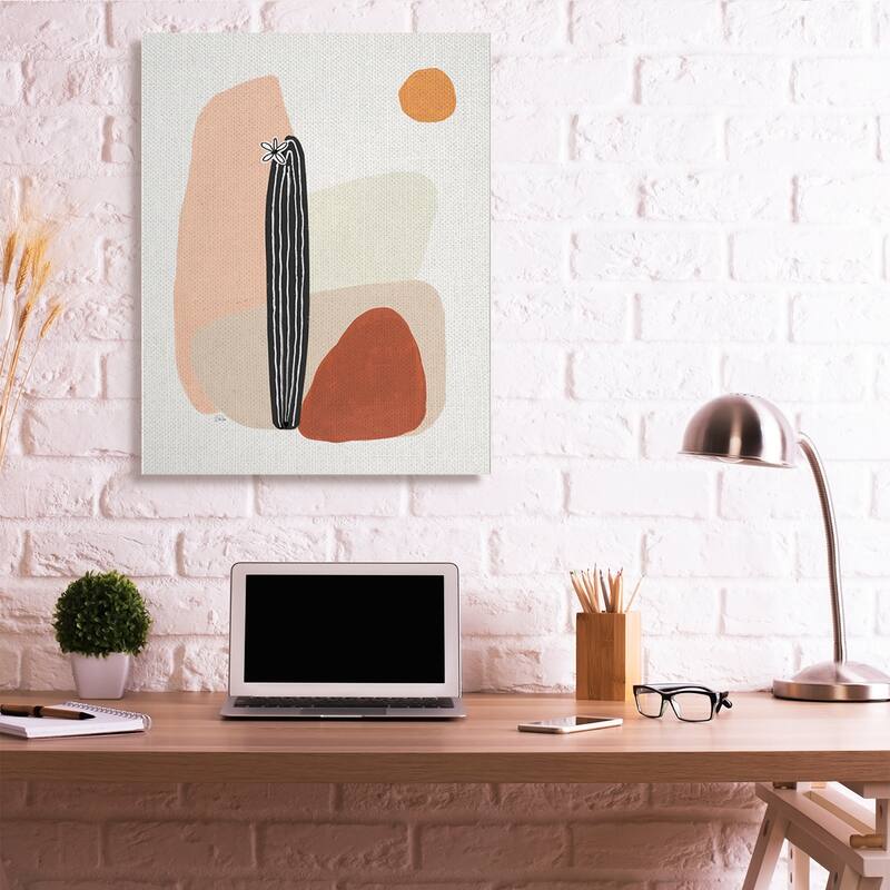 Stupell Brown Terracotta Landscape Desert Cactus Flower Canvas Wall Art