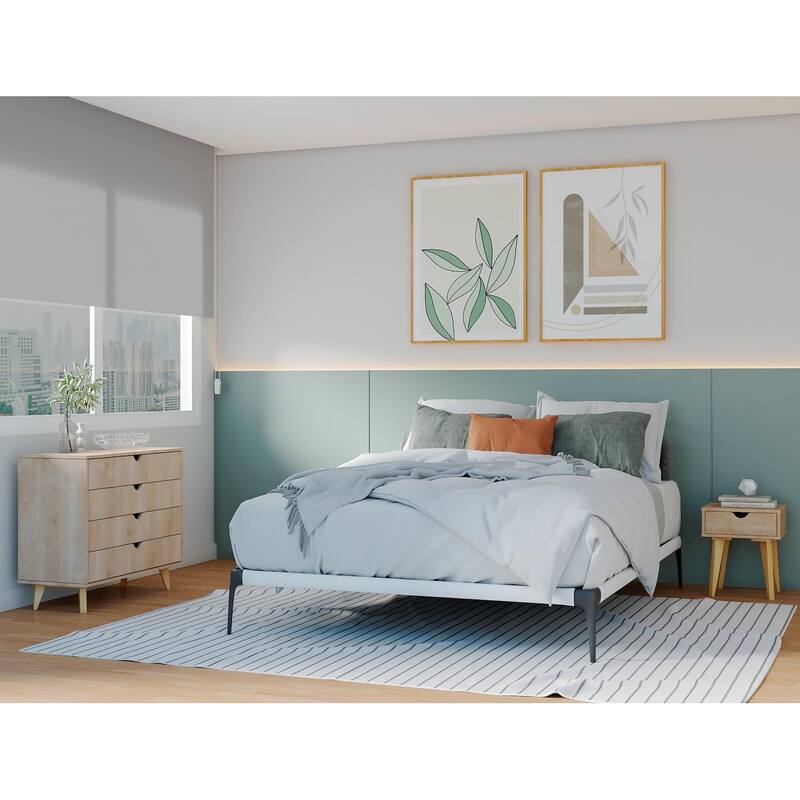 HomeRoots 35" Natural Solid Wood Four Drawer Standard Dresser