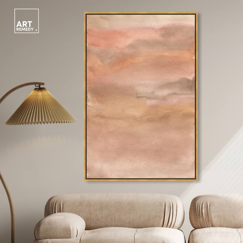 Art Remedy Sienna Pigments Blend Framed Boho Abstract 1 Piece Canvas Wall Art