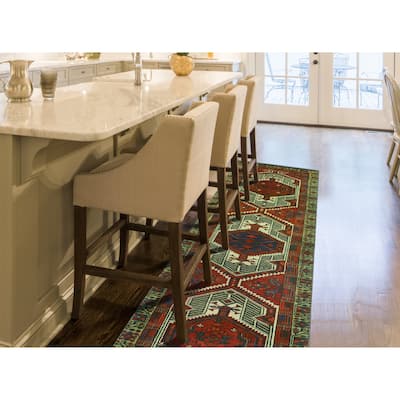 Fine Vintage Distressed Zarathus Red/Ivory Runner - 2'8" x 10'11"
