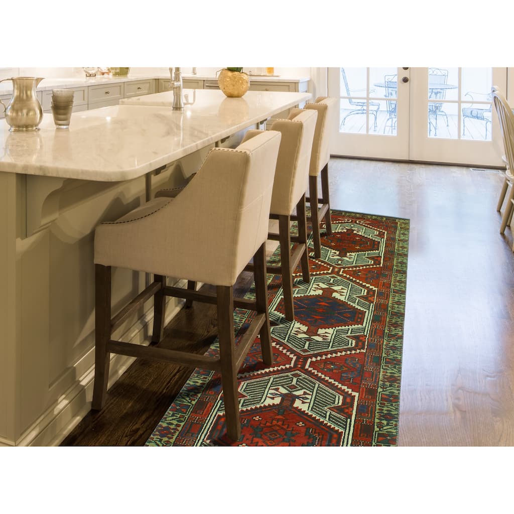 Fine Vintage Distressed Zarathus Red/Ivory Runner - 2'8" x 10'11"